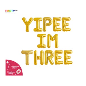 3rd Birthday Decor | Yipee Balloons Birthday Letter Balloons | Third Birthday Decorations 3rd Birthday Party Banner | Third Birthday  Banner