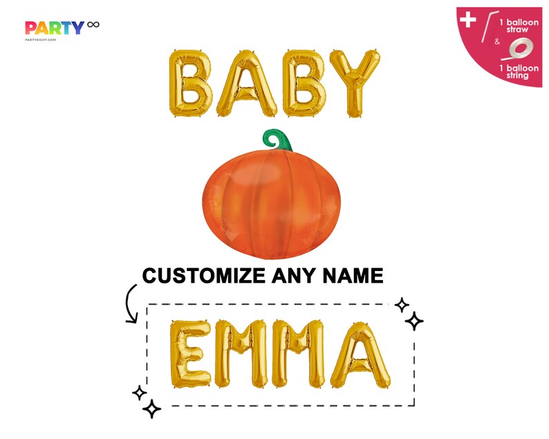 Fall Theme Custom Baby shower Banner With Pumpkin balloon   Gold
