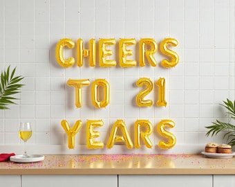 Cheers to 21 Years Balloon Decoration Set: 21st Birthday Party Decor Birthday Supplies