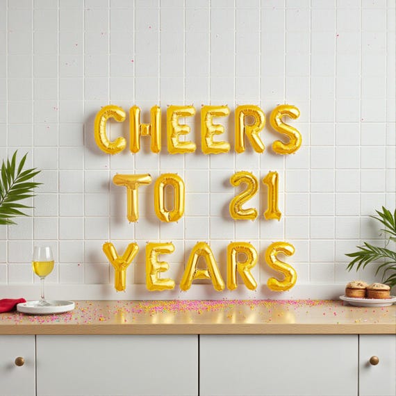 Cheers to 21 Years Balloon Decoration Set: 21st Birthday Party Decor Birthday Supplies