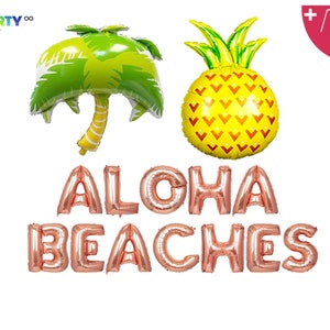 ALOHA BEACHES Balloon Banner | Luau Party Pineapple Tropical Beach Summer Birthday Party Decorations | Hawaiian Bachelorette Decoration