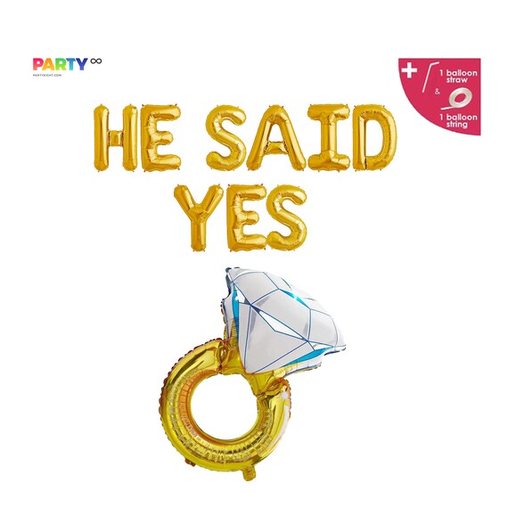 He Said Yes Balloon Banner Gay Engagement Party Decorations Gay Wedding Decoration Banner