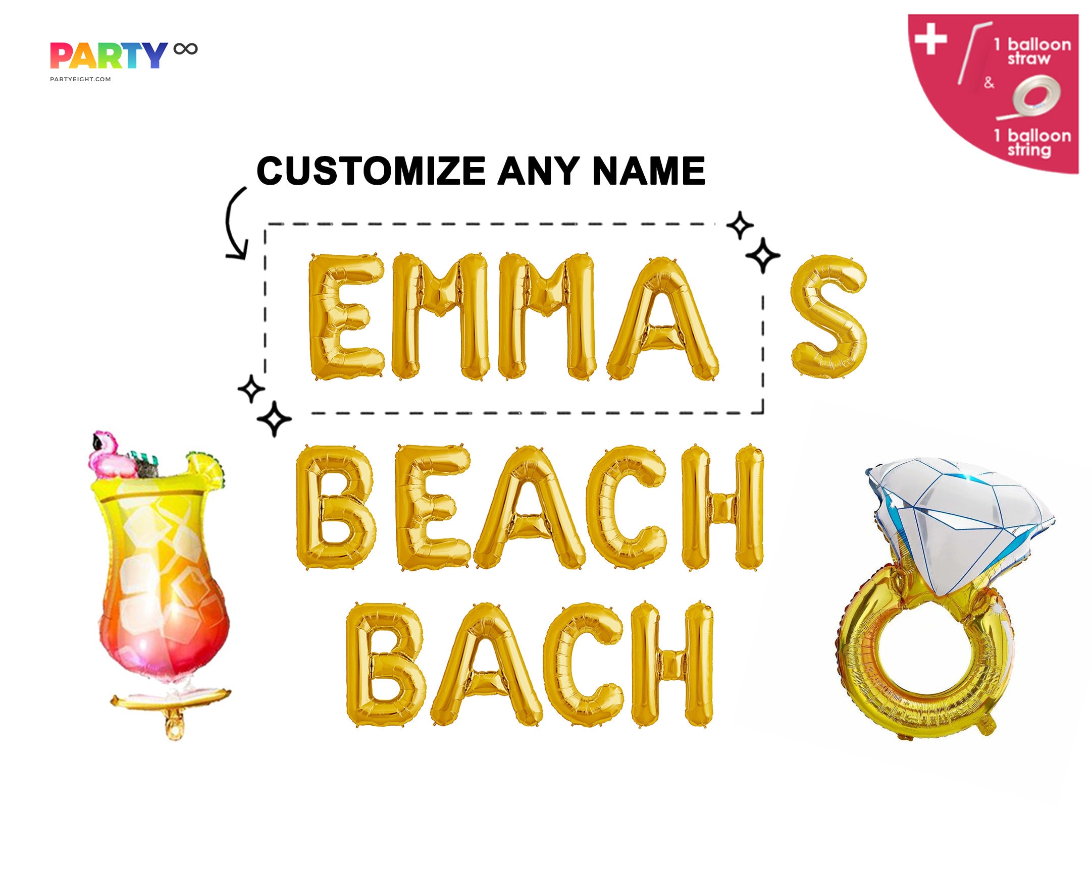 Beach Bach Balloons Beach Bachelorette Party Decorations Custom Bachelorette Party Photo Backdrop Banner Ring Balloon