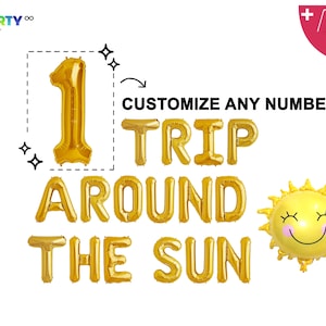 Banner de cumpleaños personalizado del primer viaje alrededor del sol / Decoraciones para fiesta del primer viaje alrededor del sol / Decoración de fiesta bohemia del sol para niño y niña