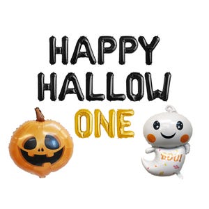 Happy Hallow-One Banner Balloon |   Halloween Themed 1st Birthday Banner Decorations | Little Boo Birthday | Our Little Boo is Turning One