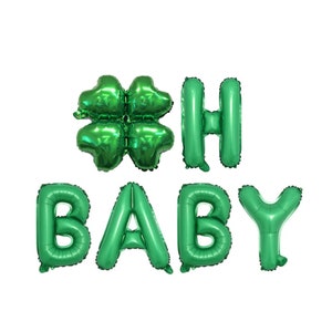 聖パトリックデーのベビーシャワーのデコレーション | Oh Baby バルーンバナー | 聖パトリックの赤ちゃんの誕生発表の性別発表パーティーのベビーシャワーのデコレーション