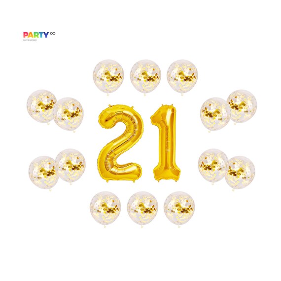 Gold Confetti 21st Birthday Balloon Decoration Set 21st Birthday