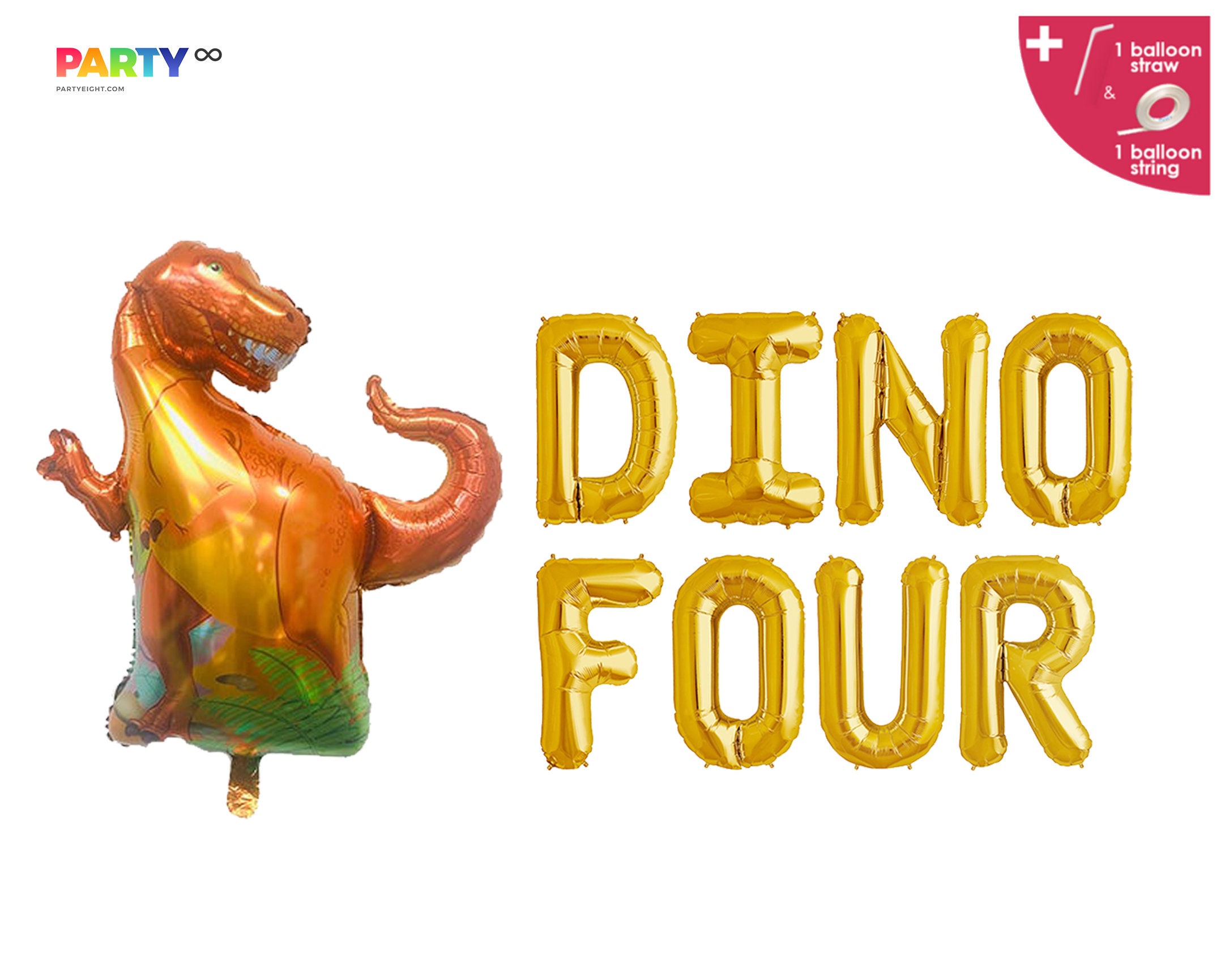 6PCS Dinosaur Mylar Balloons 40IN Large - T-Rex Diplodocus Velociraptor Party Decorations