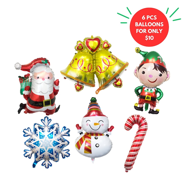 Christmas Balloon Set Santa Elf Snow Candy Cane Jingle Bell image 1