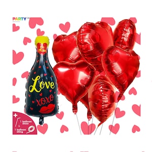 XOXOシャンパン「I Love You」バルーン | バレンタインデーのデコレーション | 「I Love You」バルーン | ハッピーバレンタインデーバルーン | 記念日のデコレーション