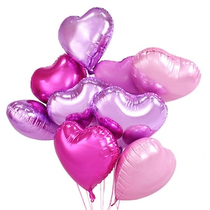 Purple Heart Balloon Bouquet | Valentine&#39;s Day Balloon Decor | Purple Birthday Party Decor | Purple Bridal Shower/Bach Party