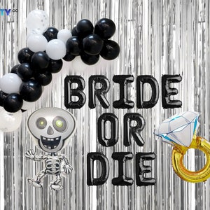Bride or Die Balloon Decoration Set | Halloween Bachelorette Party Decorations Banner/Sign