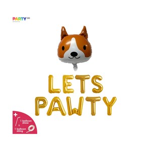 Lets Pawty Balloons Dog Puppy Birthday Party Decoration Puppy Birthday Party Decoration Balloon Corgi Birthday Party Banner/Sign image 2