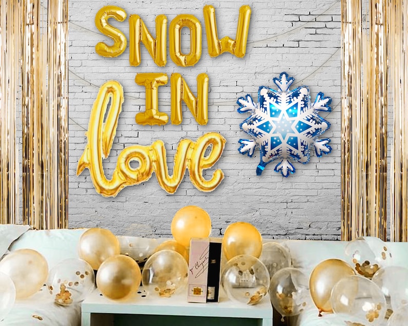 Snow In Love Balloon Banner Winter Theme Bachelorette Party Decorations Party Decoration Balloon Gold