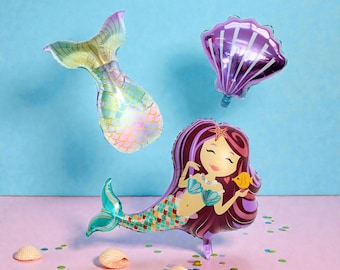 Mermaid Party Balloons: Seashell Fish Tail Under the Sea Themed Party Decor