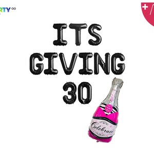 Its Giving 30  Banner | 30th Birthday Decoration Set | Thirty Birthday decorations for him | Whiskey Bottle Balloon