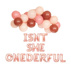 Isn&#39;t She Onederful Balloon Banner | Retro Rainbow 1st Birthday Party Balloons Garland | 1st Birthday Decorations for Girl