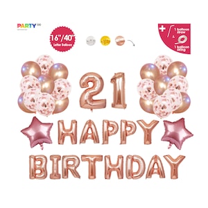 Rose Gold 21st Birthday Balloon Decoration Set | 21st Birthday Party Ideas Themes and Decor |  21st Birthday Party Decor | 21st Birthday