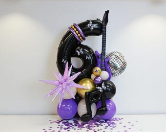 Music Hunters K Pop Rockstar Balloon Tower: Idol Rock Birthday Purple Black K-pop Hunters Decor