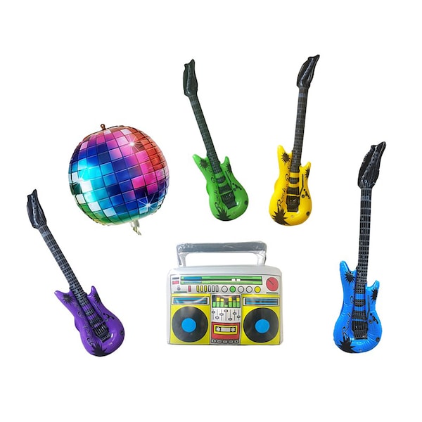Music Themed Birthday Party | Rock and Roll Star Theme Party | Band Party | Pink Guitar | 90 Hip Hop Party |  Blow up Inflatable Guitar