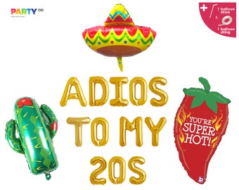 30th Birthday Party Decorations | Adios To My 20s Balloon Banner | 30th fiesta decorations | 30th birthday fiesta 30th fiesta banner