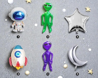 Astronaut & Alien Balloons: Space Birthday Party Decor