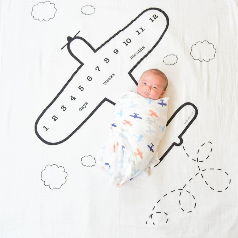 Baby Monthly Milestone Blanket Throw for Infant & Babies 0-3 image 0