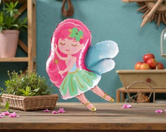 Fairy Princess Mylar Balloon: Floral Kids Birthday Party Decor