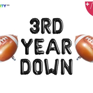 3rd Year Down Banner with football balloon  | Football Themed 3rd Birthday Party Decorations | 3rd Down 3rd Birthday Football Theme