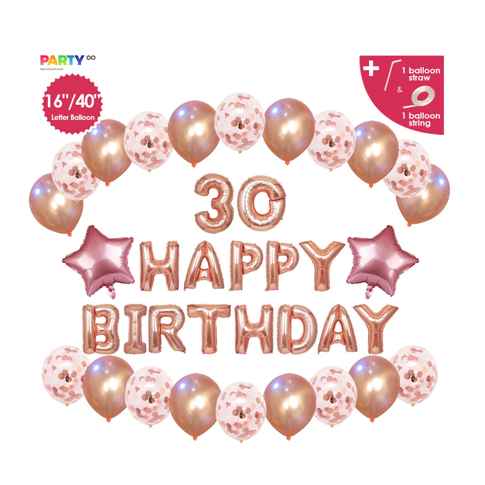Rose Gold 30th Birthday Balloon Decoration Set 30th Birthday Etsy