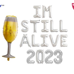 I am still alive 2023 Balloon Banner  | 2023 Happy New Years Balloons | New Years Eve Decorations 2023 NYE Party | NYE party decor