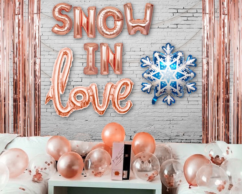 Snow In Love Balloon Banner Winter Theme Bachelorette Party Decorations Party Decoration Balloon Rose gold