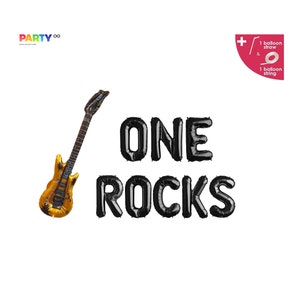 One Rocks Banner w/ Guitar Balloon | 1st Birthday Musical Rock Hip Hop Party Rock N Roll 1st Birthday Musical Party