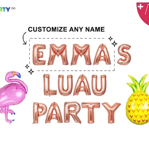 Bannière de fête Luau | Ballon d&#39;enterrement de vie de jeune fille personnalisé | Bannière ballon tropical hawaïen Bach | Ballon d&#39;enterrement de vie de jeune fille sur la plage