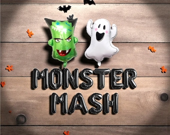 Monster Mash Balloons Banner: Halloween Birthday Party Decor