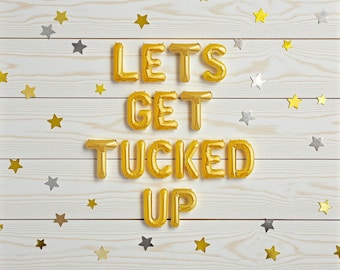 Let’s Get Tucked Up Balloon Banner: Pajama Bachelorette Party Sleepover Backdrop Decor Kit