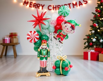 Christmas Balloon Garland Kit: Nutcracker, Candy Cane, Winter Party Decor