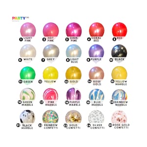 Custom Latex Balloons | 12-inch Pack of 5 | Order by Color Chart | DIY Balloon Bouquets | DIY Balloon Arch | DIY Balloon Garland