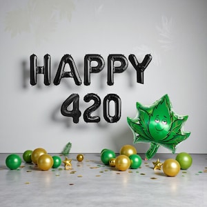 Banner de globos para celebrar el 420: decoración genial para fiestas de cumpleaños. Celebra el 420 todo el día.