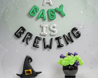 A Baby Is Brewing Halloween Baby Shower Balloon Kit: Witchy Gender Reveal Decorations Set