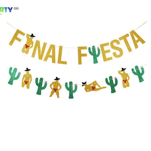 Final Fiesta Glitter Banner | Fiesta Bachelorette Party Decorations | Fiesta Stripper Banner with Cactus | Mexico Bachelorette