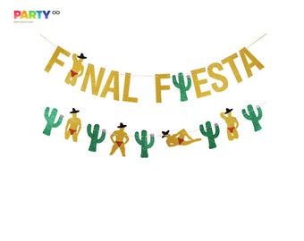 Final Fiesta Glitter Banner | Fiesta Bachelorette Party Decorations | Fiesta Stripper Banner with Cactus | Mexico Bachelorette