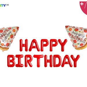 Pizza Happy Birthday Balloon Banner  | Pizza Birthday Party Balloon | Pizza Baby Pizza Party | Little Italian Chef Birthday Party Decor