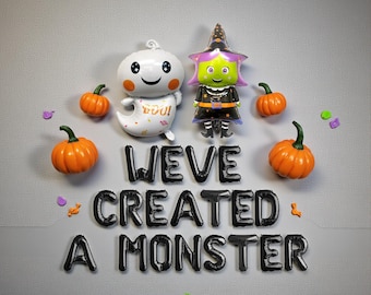 We’ve Created a Monster Balloon Banner: Halloween Baby Shower Momster Mash Party Decor