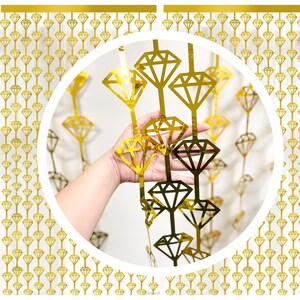 Gold Rose Gold Diamond Fringe Backdrop: Party Photo Booth Decoration image 4