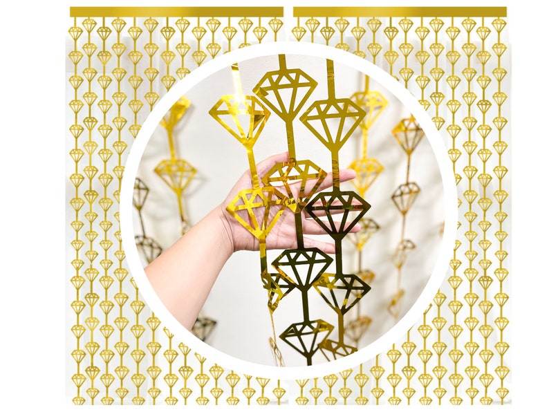 Gold Rose Gold Diamond Fringe Backdrop: Party Photo Booth Decoration image 4