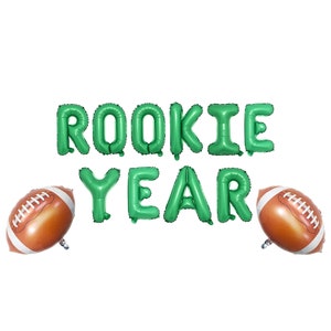 Rookie Year | First Year Down Banner with football balloon  | Football Themed 1st Birthday Party Decorations