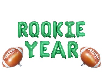 Rookie Year | First Year Down Banner with football balloon  | Football Themed 1st Birthday Party Decorations