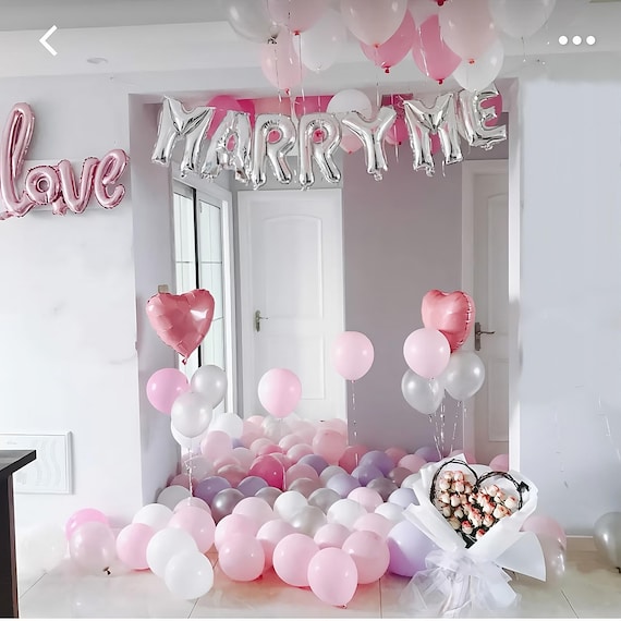 バレンタインデー 結婚祝い バルーンデコレーションセット：プロポーズ 