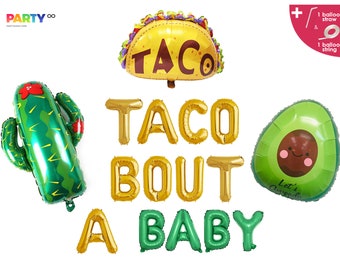 Taco Bout a Baby bannière ballon | Décorations de fête prénatale tacos Fiesta | Décorations de genre Fiesta Tacos